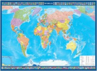 Настенная политическая карта мира с флагами на английском языке - «globural.ru» - Волгодонск